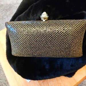 Bella Collection – Black/Gold Sparkles of Crystals (Bronze) Clutch/Evening Bag